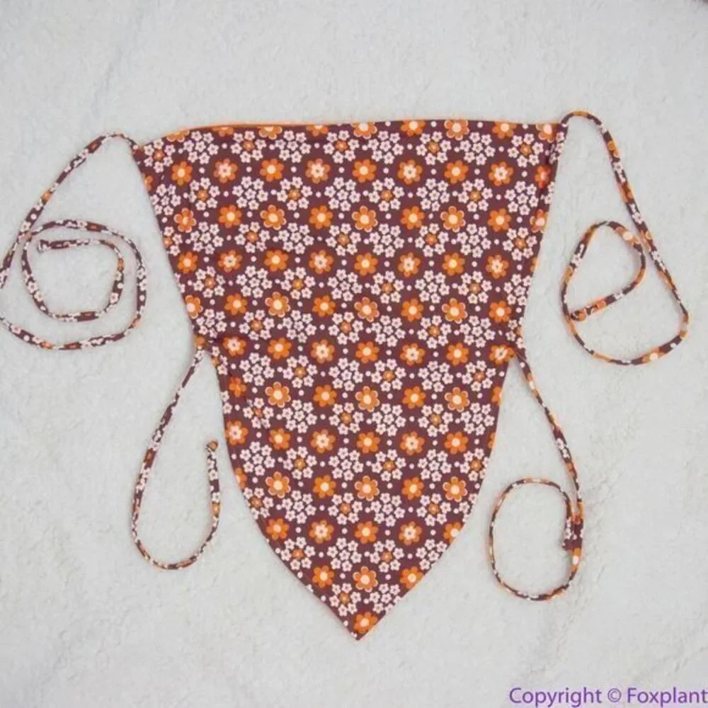 NEW Frankies Bikinis retro Indy floral halter cowl swim top,‎ S